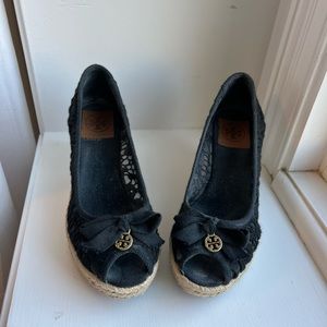 Tory Burch Jackie Espadrille Wedges - Black